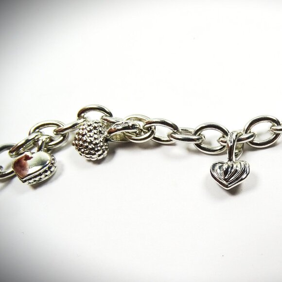 LAGOS Caviar Sterling Silver Six Heart Charms Chain Bracelet - Picture 5 of 10